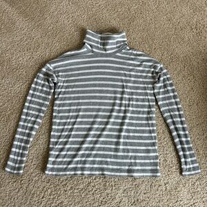 J. Crew Gray and White Striped Turtleneck